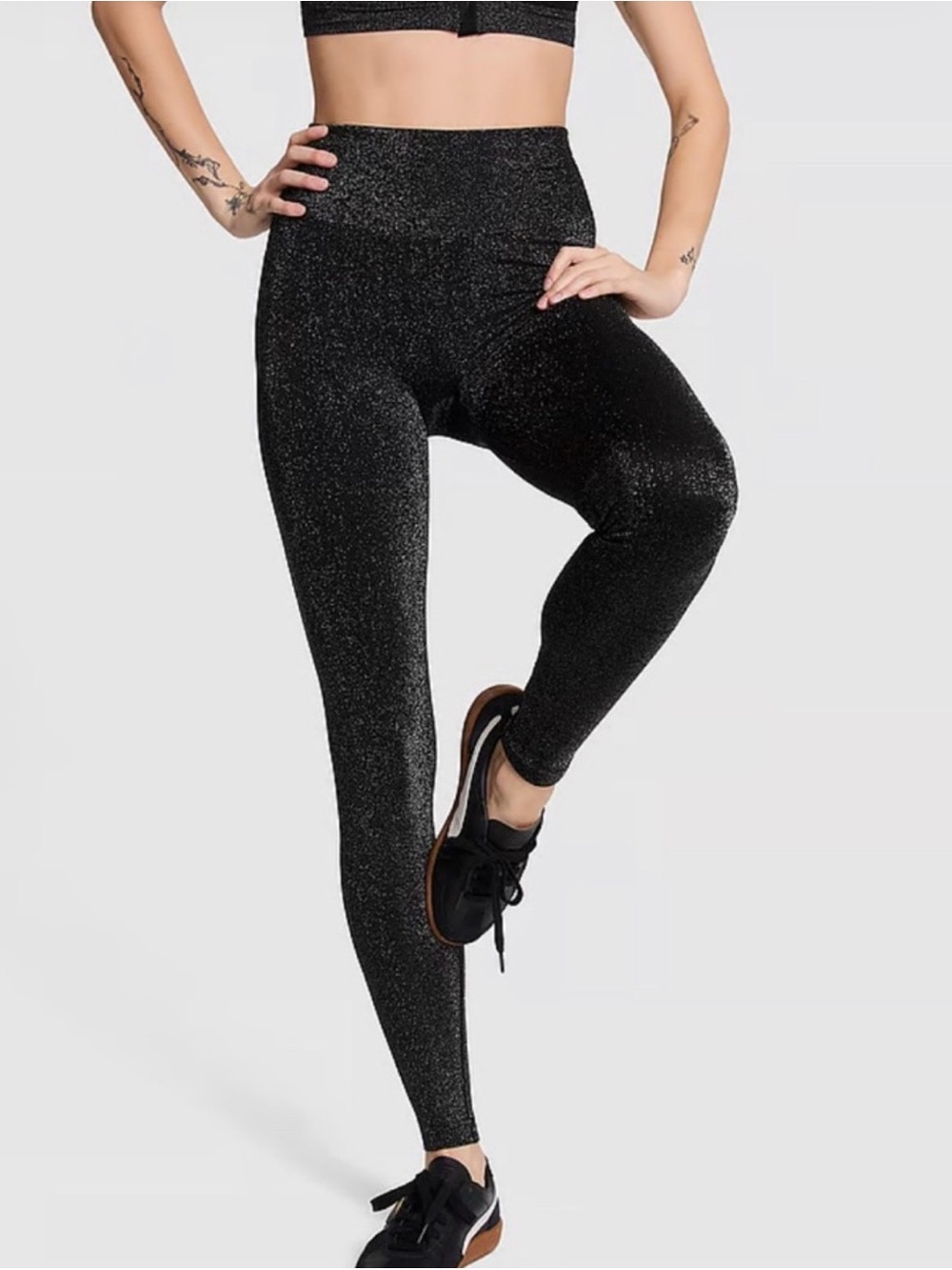 Pink Victoria’s Secret seamless classic shimmer leggings black new with tags